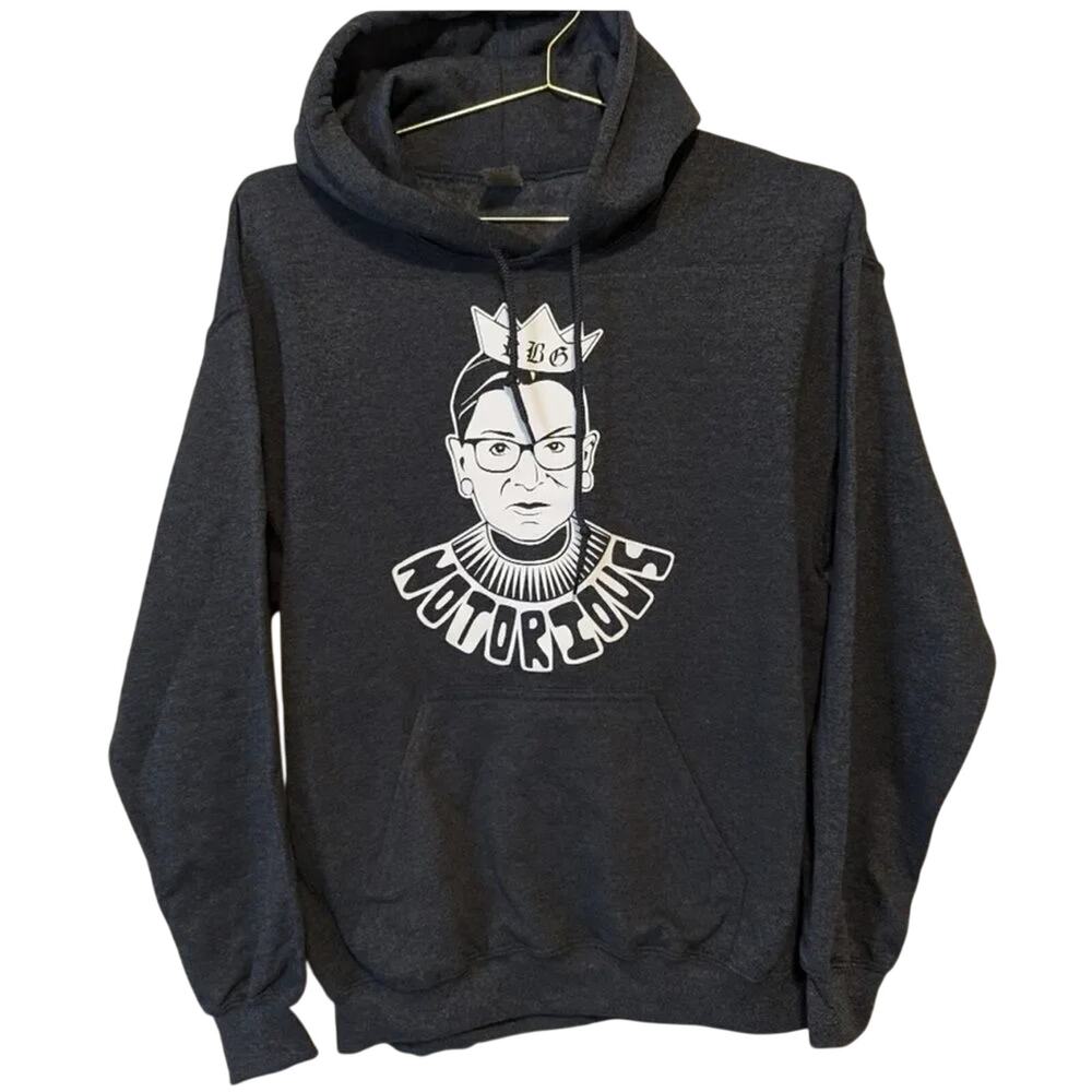 Notorious RBG Hoodie with Kangaroo Pocket, Size Medium, EUC Ruth Bader Ginsburg